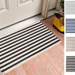 Woven Classic Striped 24"X36" Small Area Rug, 4 Colors Available